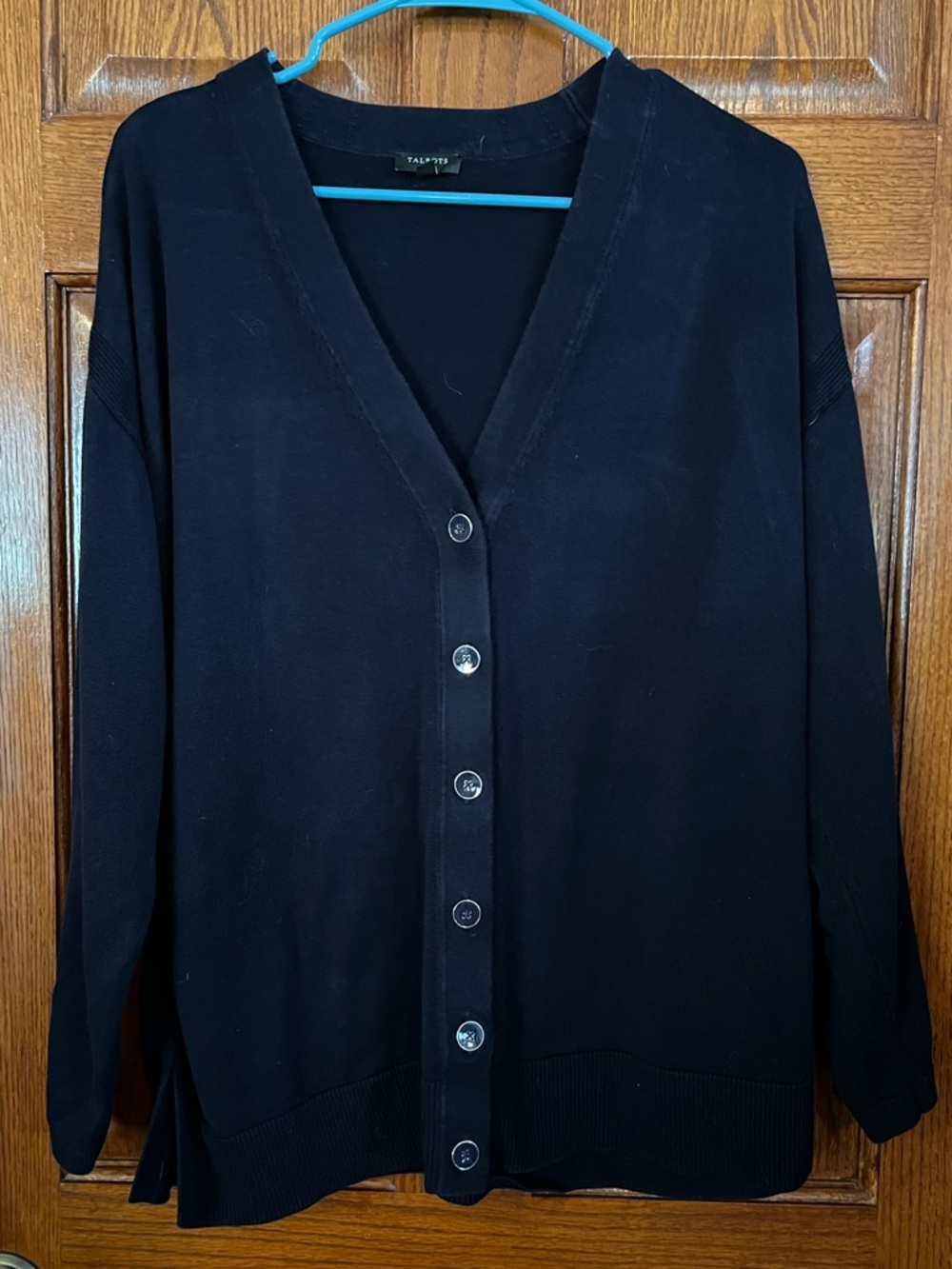 Talbots Navy Blue V Neck Cardigan XL Petite Long Sleeve
